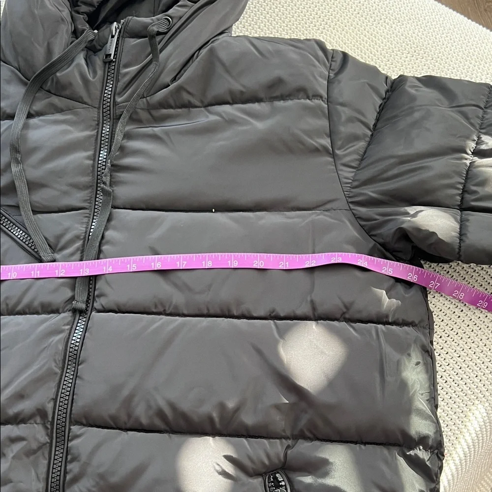 Guess Black Quilted Jacket with Logo Sleeves
